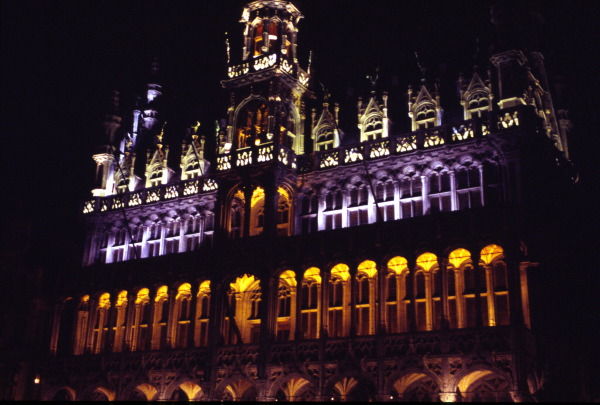 Vibrant neon reflections in Belgium