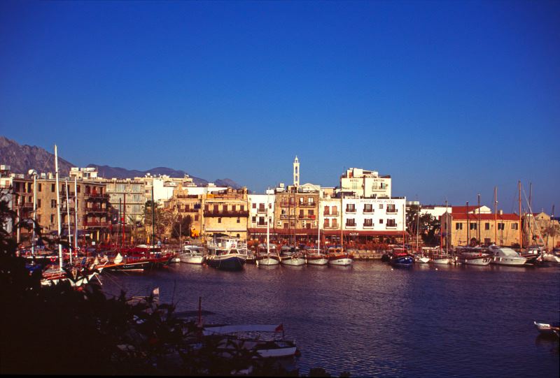 Fishing boats and historical harbor in Kyrenia