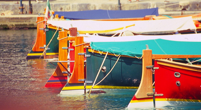 Wooden rowboats in Portofino harbor
